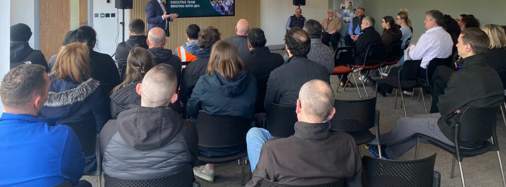 Finnebrogue leadership team catching up with colleagues at their annual townhall sessions.